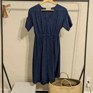 Everlane deep blue v-neck dress